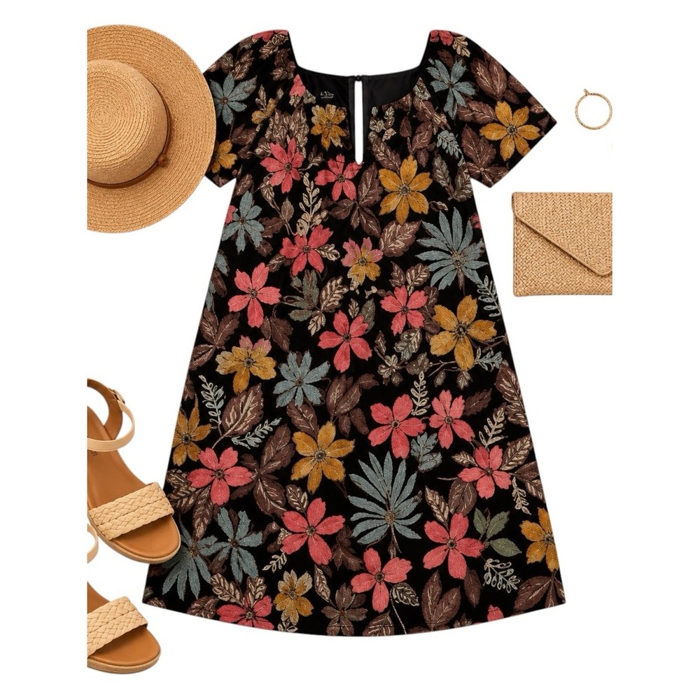 Silverts Adaptive Floral Duster Dress OS Modified Fully Open Back Inclusive GUC